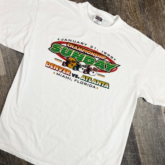 Vintage Super Bowl XXXIII Shirt Size XL Tultex White 90s Denver Atlanta - Picture 2 of 4
